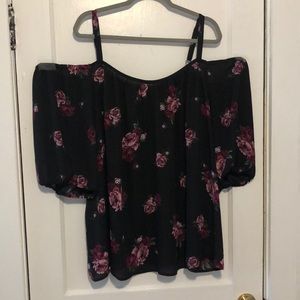 Torrid Black Floral Cold Shoulder Blouse